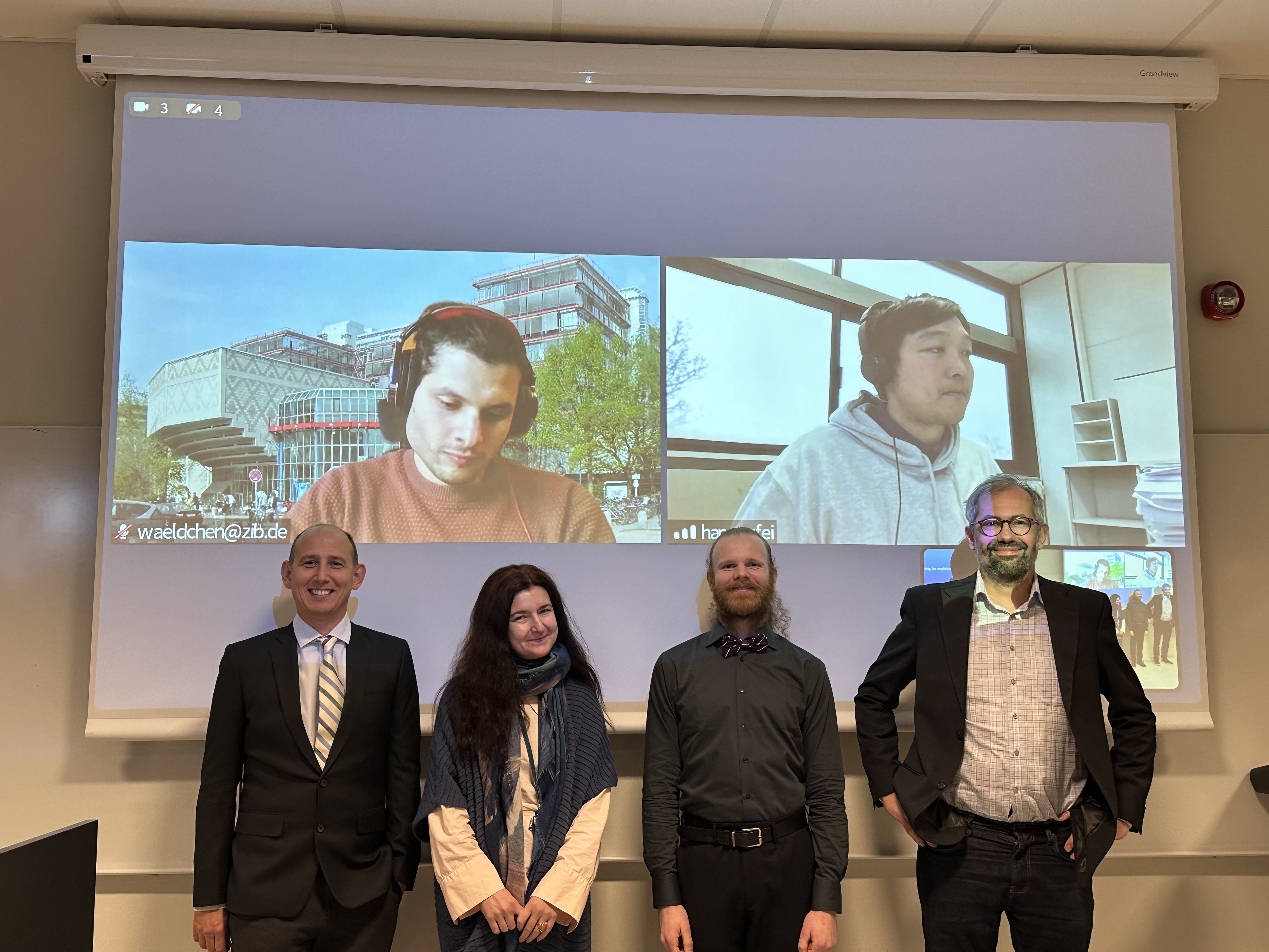 Justus with committee and supervisors Volker Stolz (left), Olivier Verdier (right), Oana Serea from the committee (mid-left)